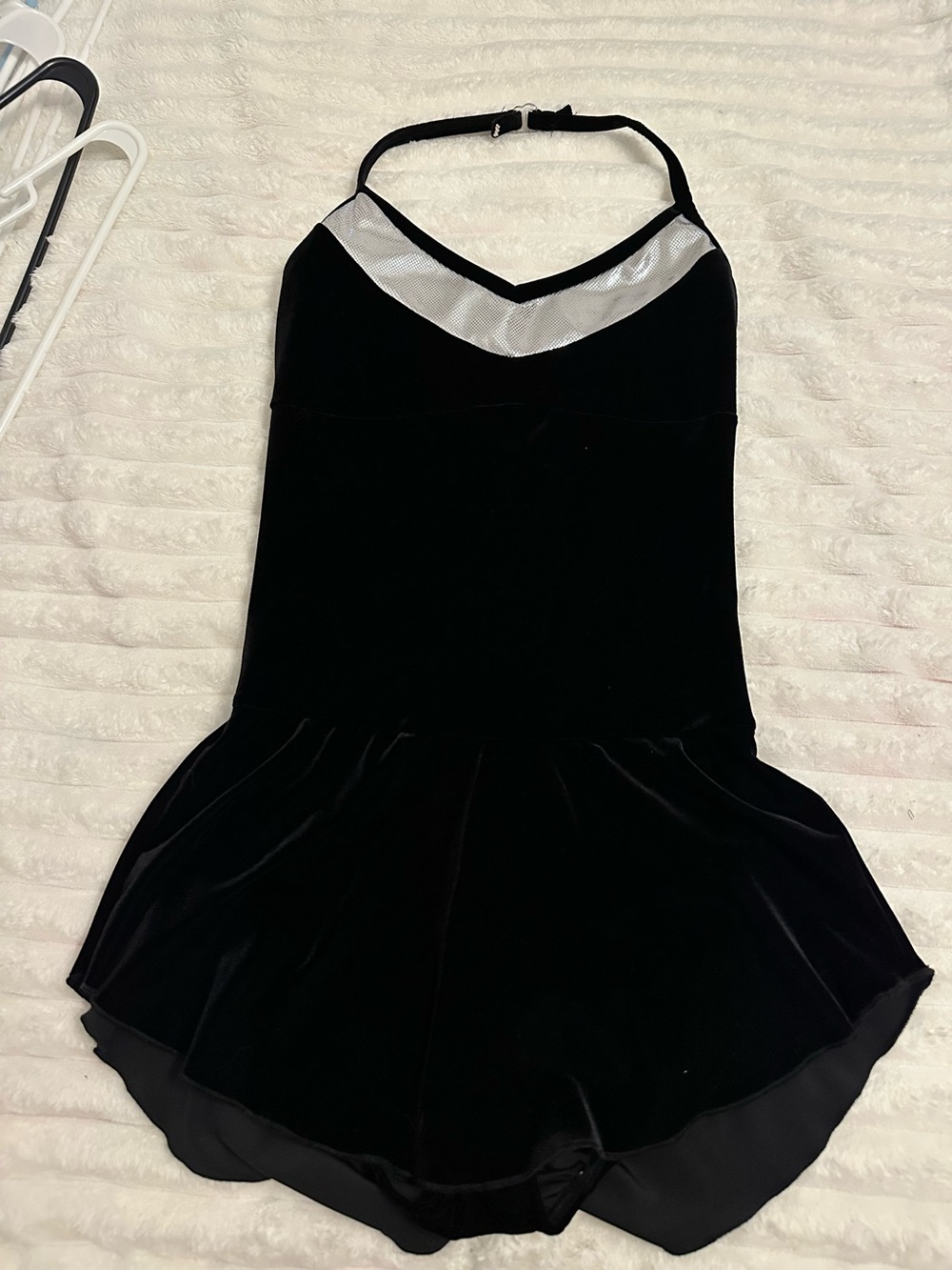 Adult medium Black Velvet Halter figure Skater/ dance Dress with Silver Accent